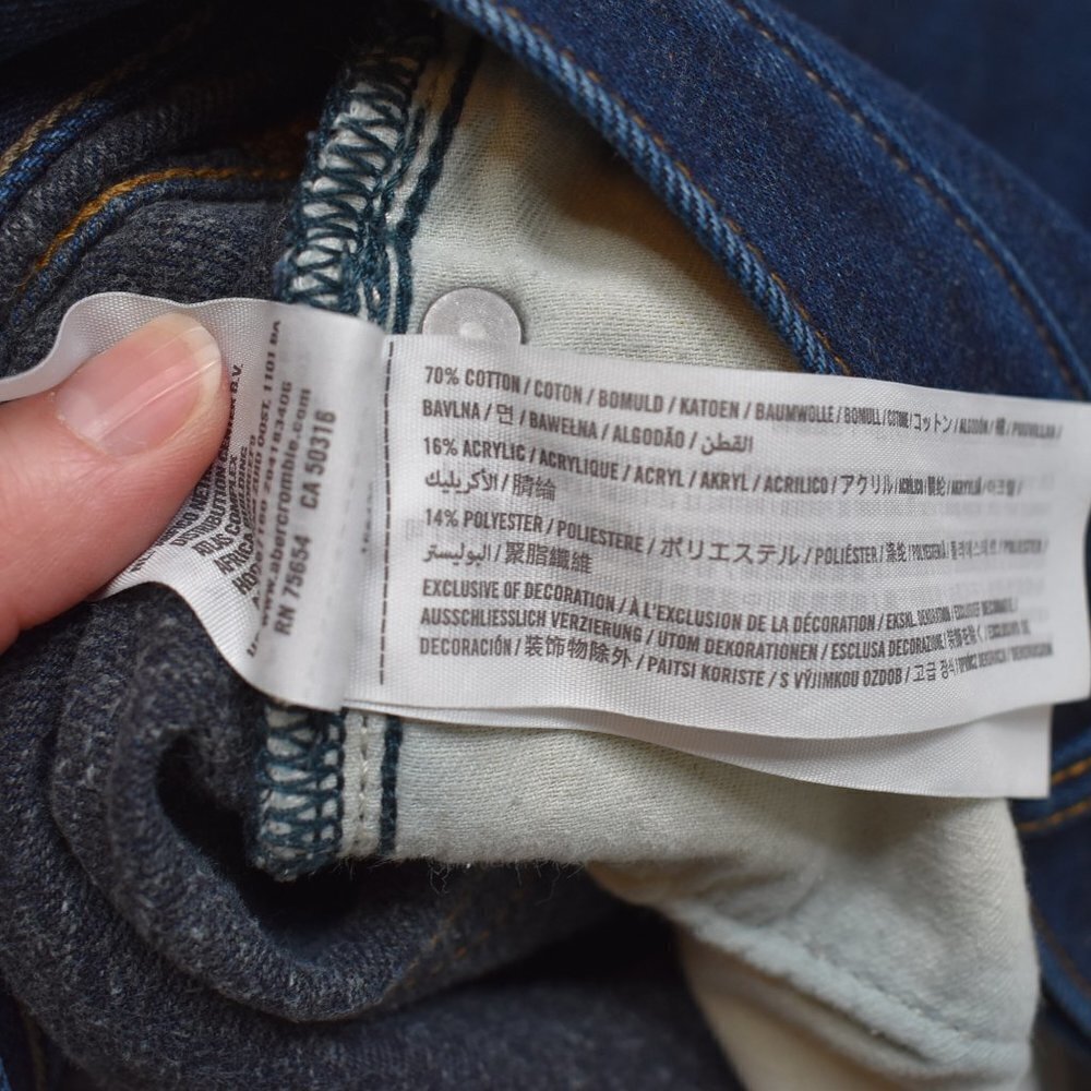 Abercrombie & Fitch Mens Jeans Sz 31 X 32 Skinny Mid Rise Dark Wash 5 Pocket - Picture 10 of 16